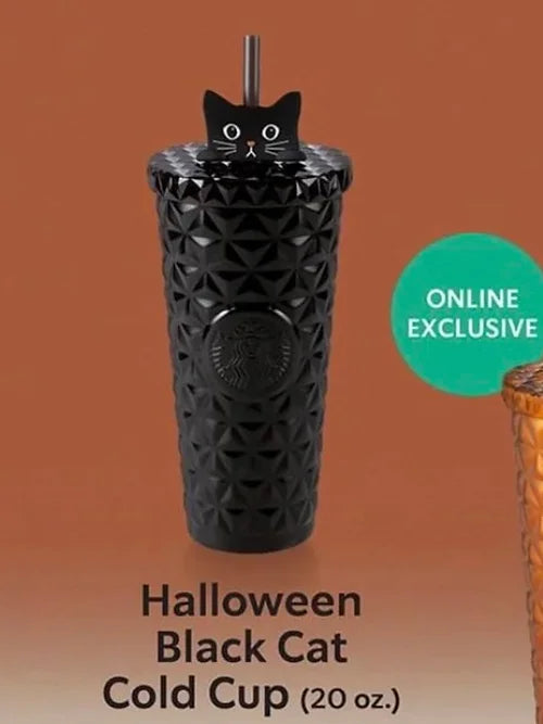 Dion Gato Negro Black  Acero Inoxidable  con Popote APAC Halloween 2024