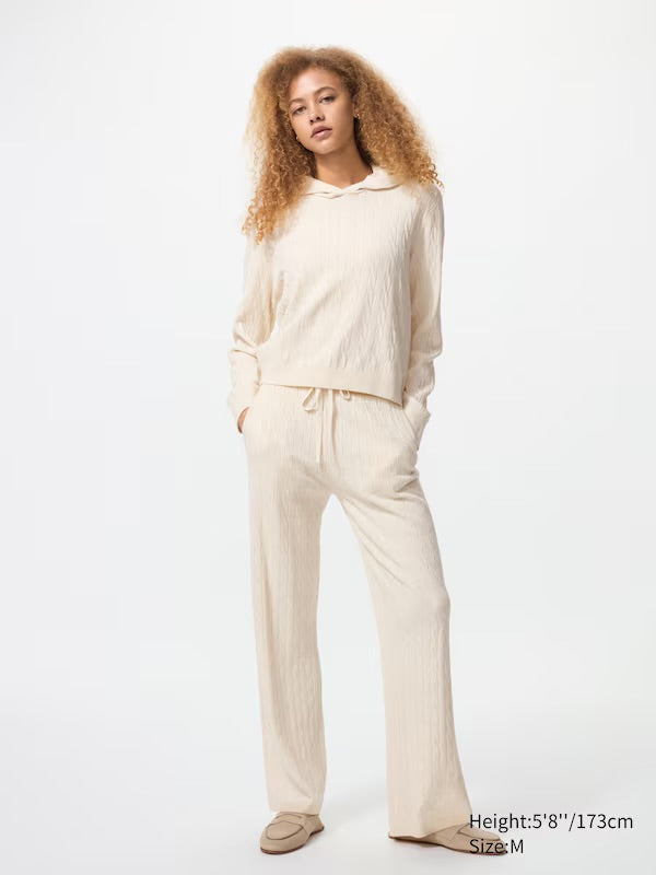 Hoodie Cable Knit Lavable – Textura Tejida Suave & Confort Casual Uniqlo