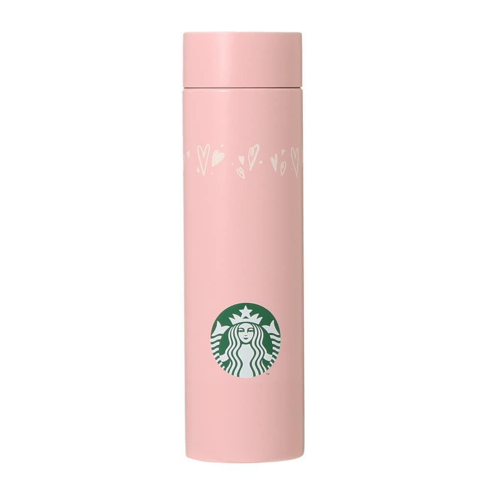 Japan Valentine Pink Hearts Stainless Steel Straight Bottle 350ml