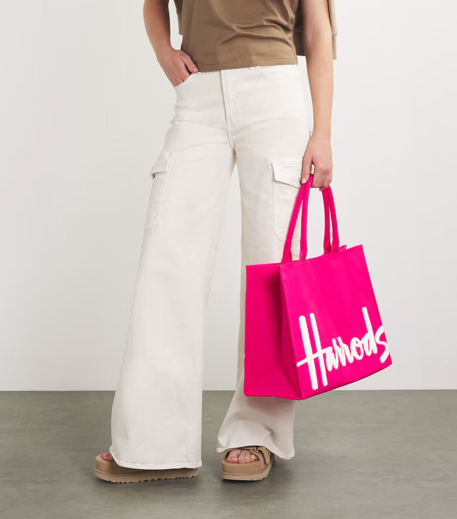 Harrods Large Cotton Logo Tote Bag | Hot Pink