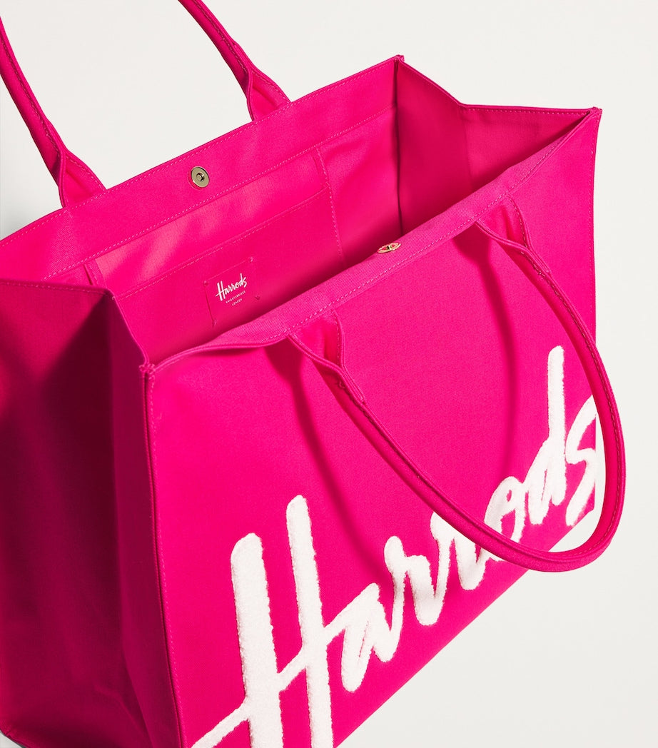 Harrods Large Cotton Logo Tote Bag | Hot Pink