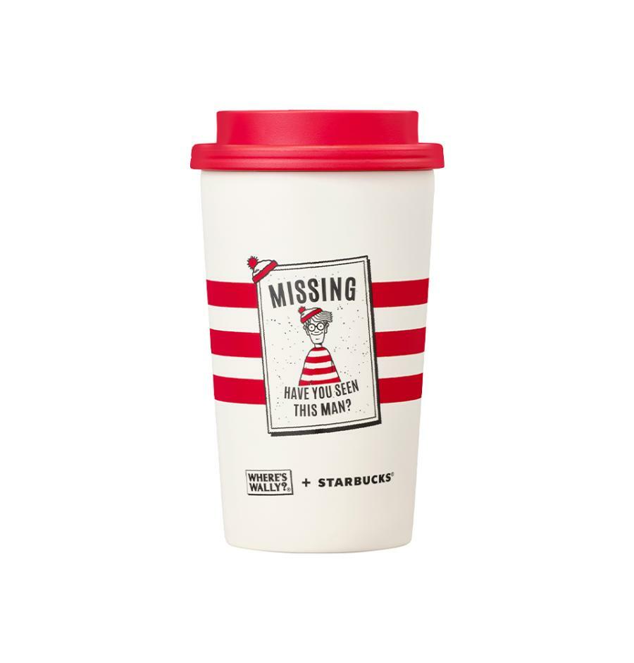 Vaso de acero inoxidable con tapa roja Wheres Wally? 355ml Starbucks Series