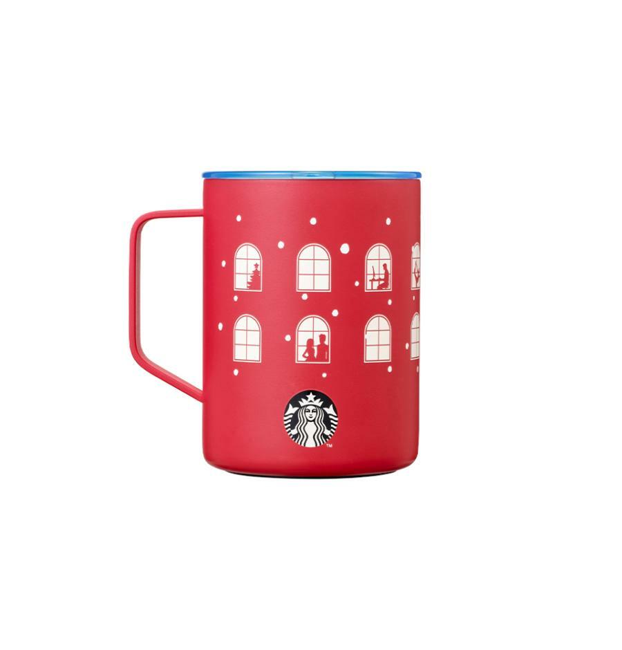 Taza de acero rojo con tapa azul Wheres Wally? Starbucks Series 473ml