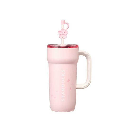 Termo de Acero Inoxidable  Blooming Dante de 591 ml Starbucks Corea Sakura 2026 Pink Tumbler con Asa y Popote – Edición Limitada