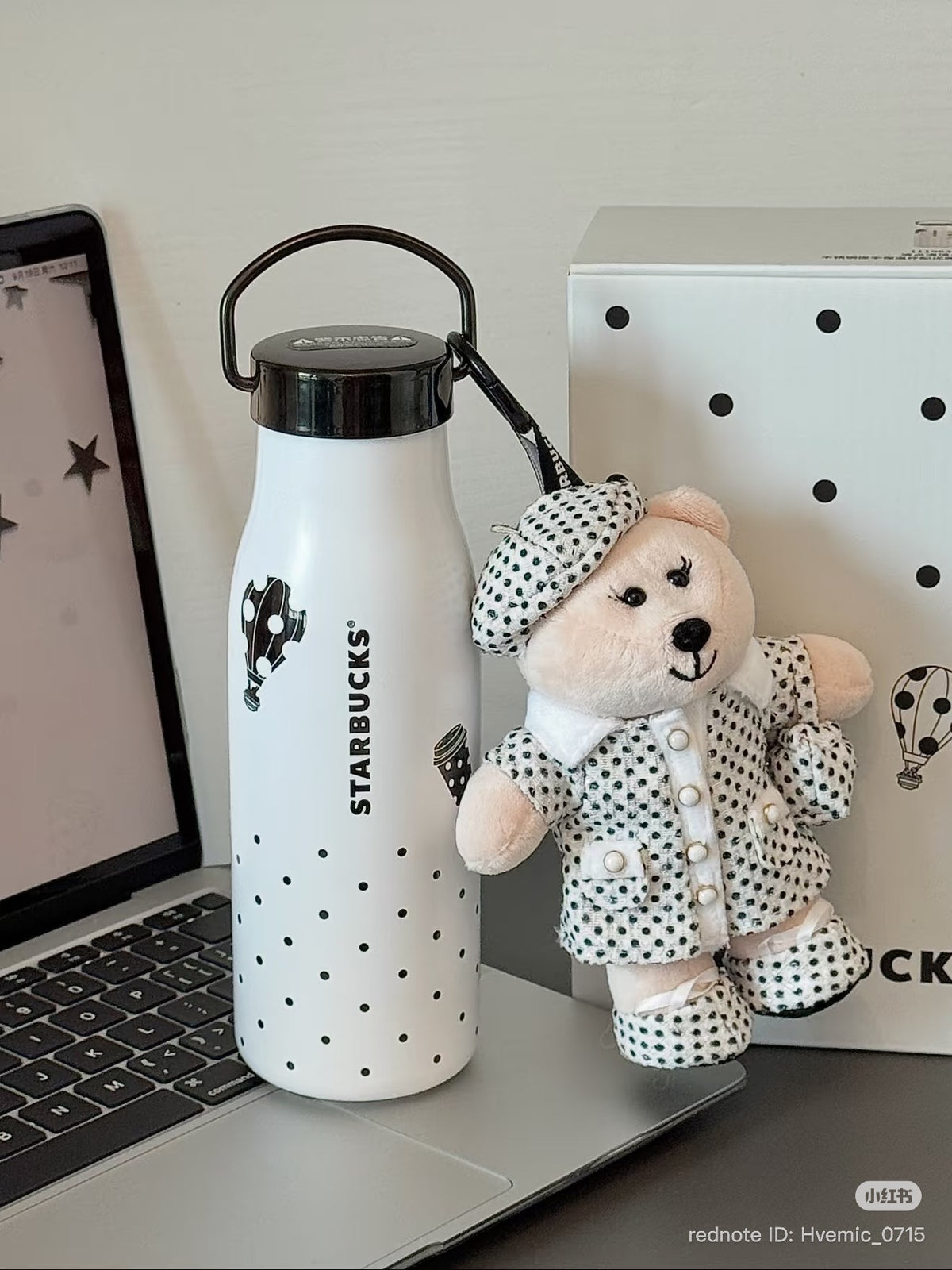 Starbucks China Polka Dot Wonderland 2026 · 365ml Polka Dot Stainless Steel Portable Mug with Bear Charm
