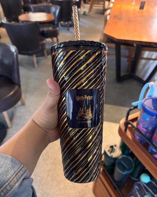 Vaso Harry Potter Golden Snitch Azul con Popote Reutilizable | Caja de Regalo