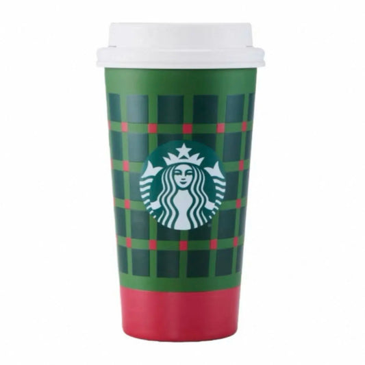 Starbucks 2025 China Warm Christmas Green Check 15oz SS Tumbler