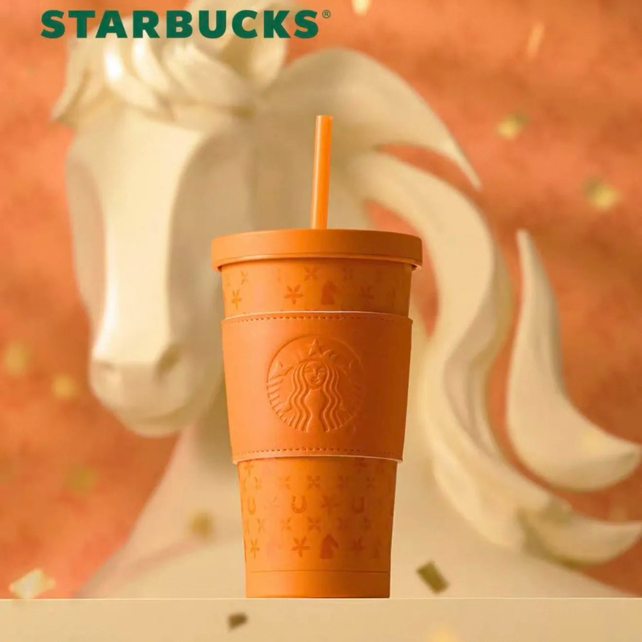 Starbucks 2026 China Year of Horse Orange 20oz SS Straw Tumbler