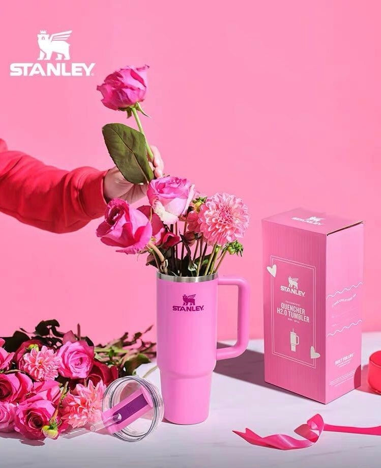 China Pink Peony Stanley Quencher Tumbler Valentine 2024