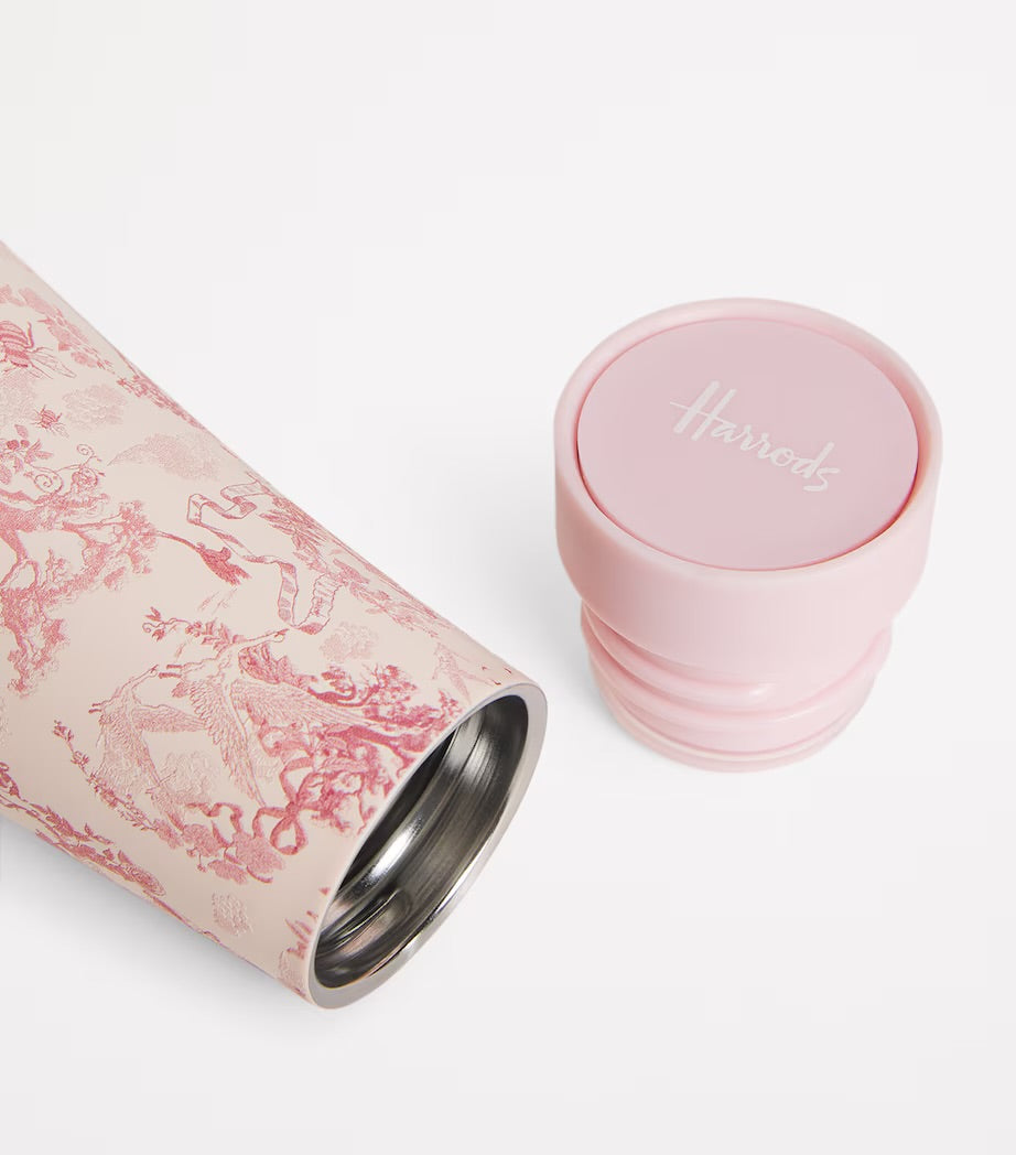 Harrods Toile Water Bottle 500ml | Pink