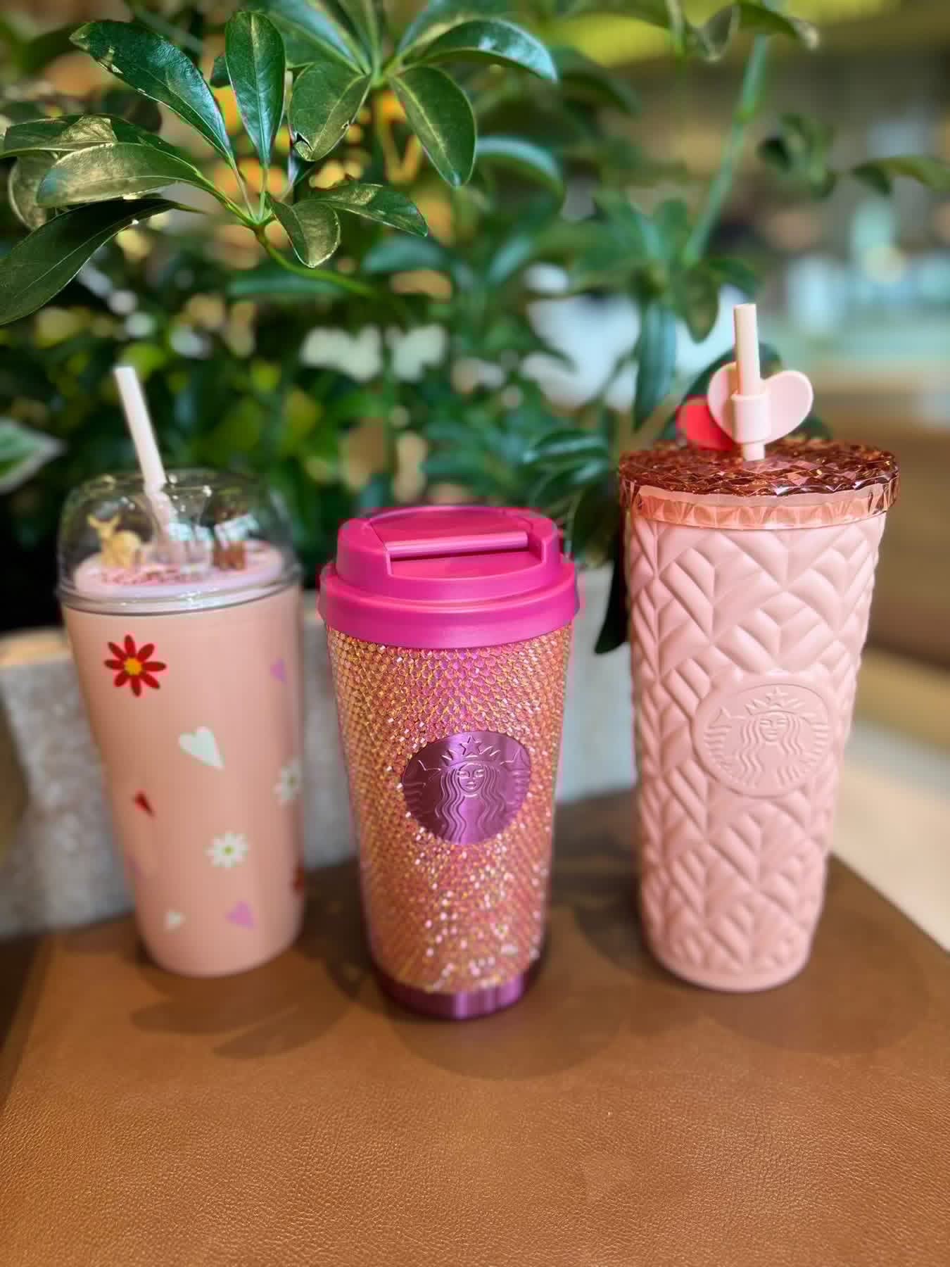 Starbucks Tailandia 2026 Valentine's Day series Stainless Steel Bling Ruby Pink Rhinestone Tumbler 16oz -read details