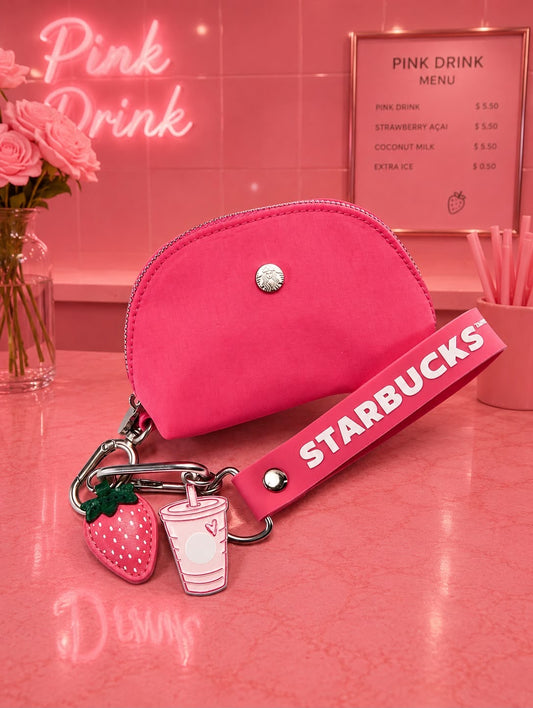 Monedero con charm Starbucks pink drink collection