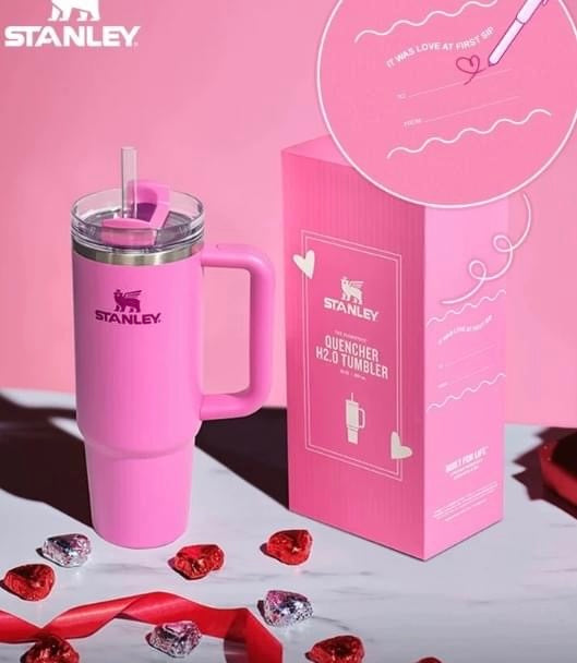 China Pink Peony Stanley Quencher Tumbler Valentine 2024