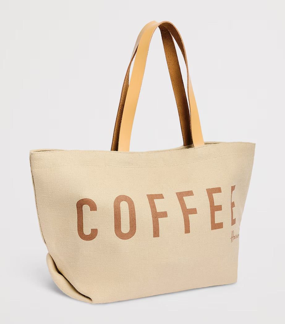Harrods Jute Coffee Tote Bag