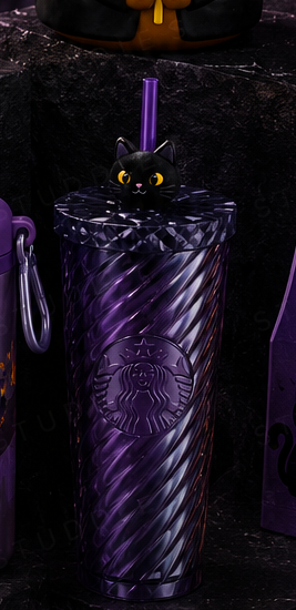 Starbucks Halloween Tailandia 2026 | Vaso Morado con Cat Topper 20 oz 🐈‍⬛💜