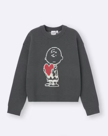 Jersey cuello redondo GU x Peanuts | Edición AMOR con Snoopy