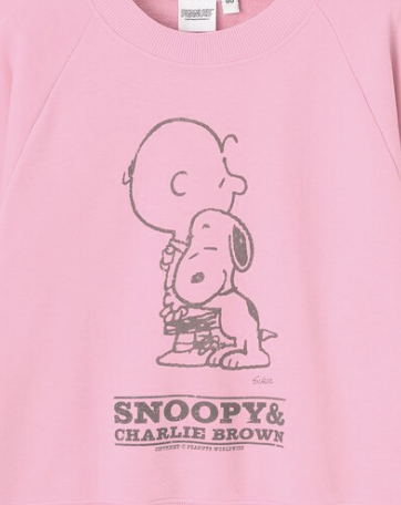 Sudadera de tela Reciclada GU x Peanuts | Edición AMOR con Snoopy