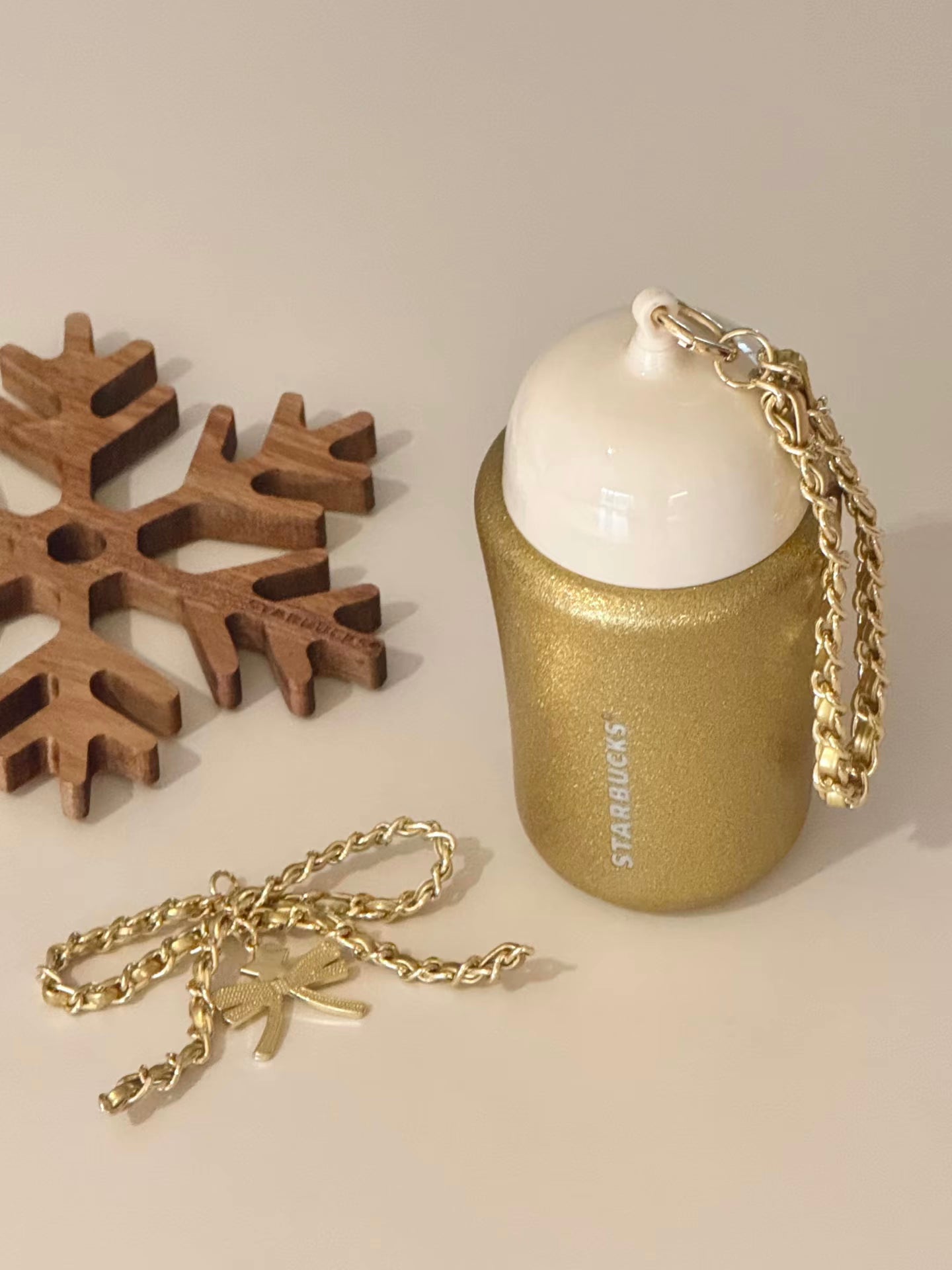Starbucks China Christmas 2026 Golden Glitter Bell SS Cup