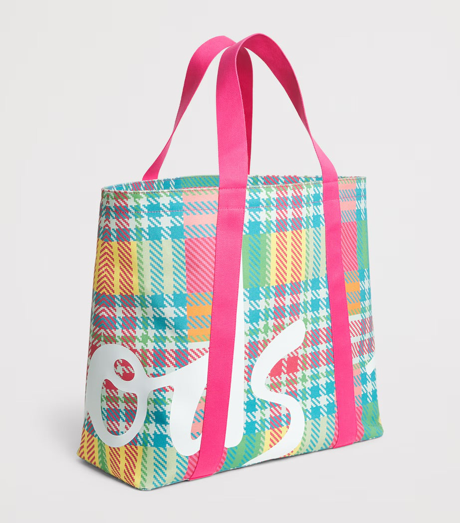 Harrods Large Madras Check Tote Bag
