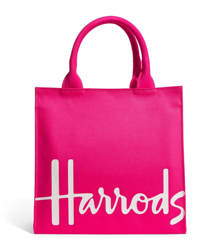 Harrods Small Cotton Logo Tote Bag | Hot Pink