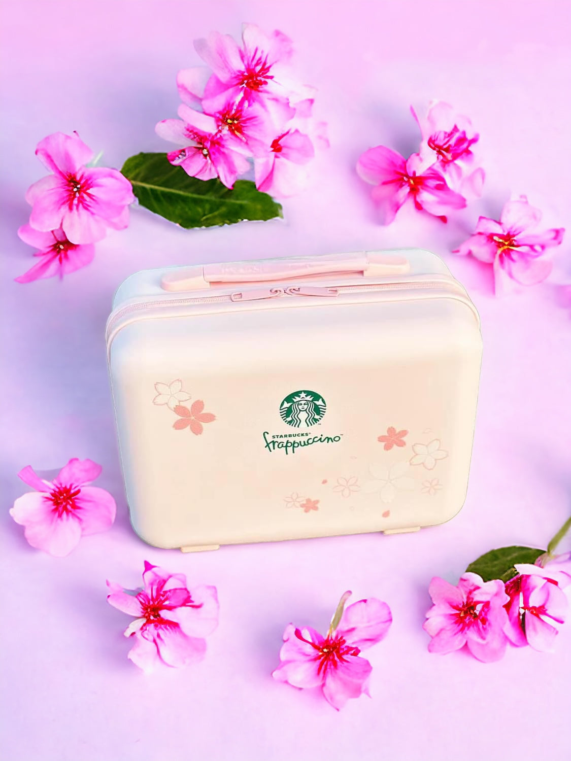 Set Rosa Sakura para Amantes del Café: Vaso Frappuccino con Popote y vaso de Acero Inoxidable