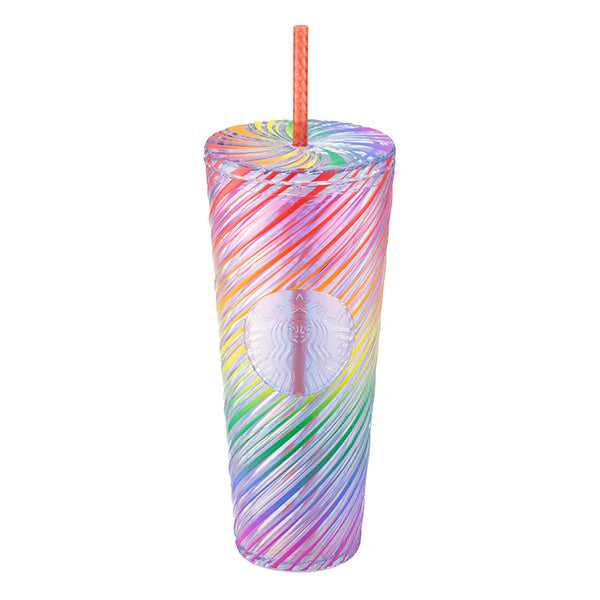 Vaso de Acrilico colorido en forma de Remolino  Starbucks Taiwan 2026 summer1 season series 24OZ