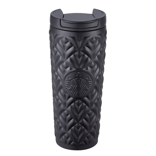 Vaso de acero inoxidable con diseño de hojas negras Starbucks Taiwan 2026 summer1 season series Black Leaf Pattern Art  Stainless Steel Cup 591ml