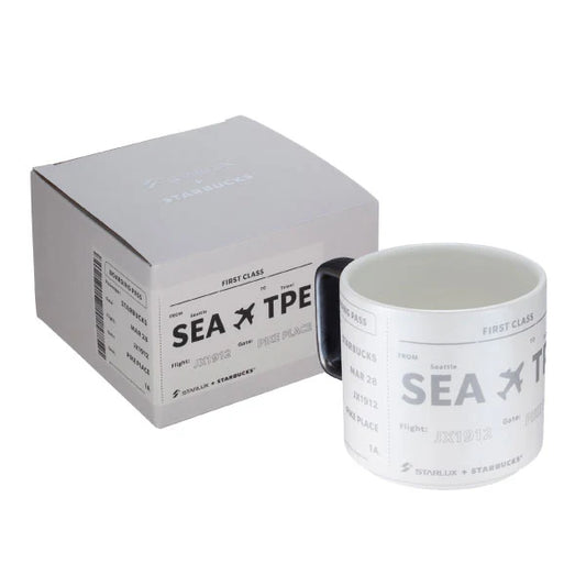 Taza de Ceramica blanca inspirada en pase de abordar Starbucks Taiwan 2026 x STARLUX
