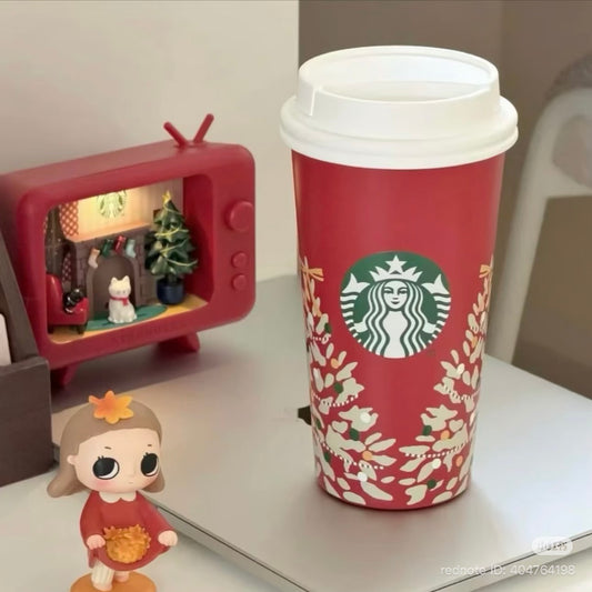 Starbucks China Christmas 2026 | Red Stainless Steel Tumbler floral