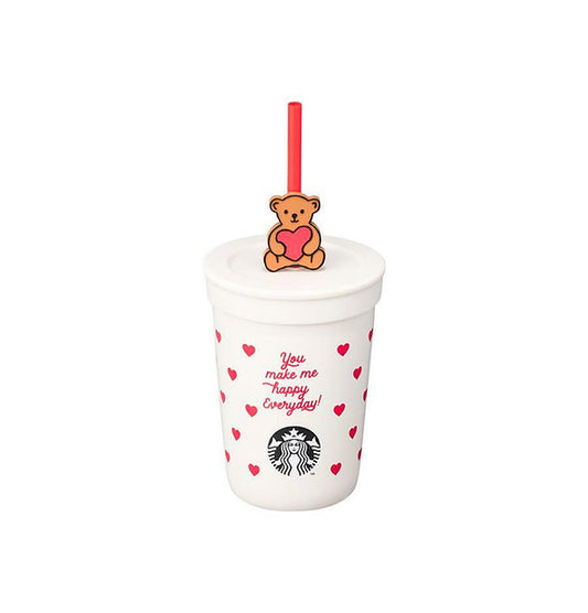 Korea Valentine Be Mine Cream Bear Straw Cup