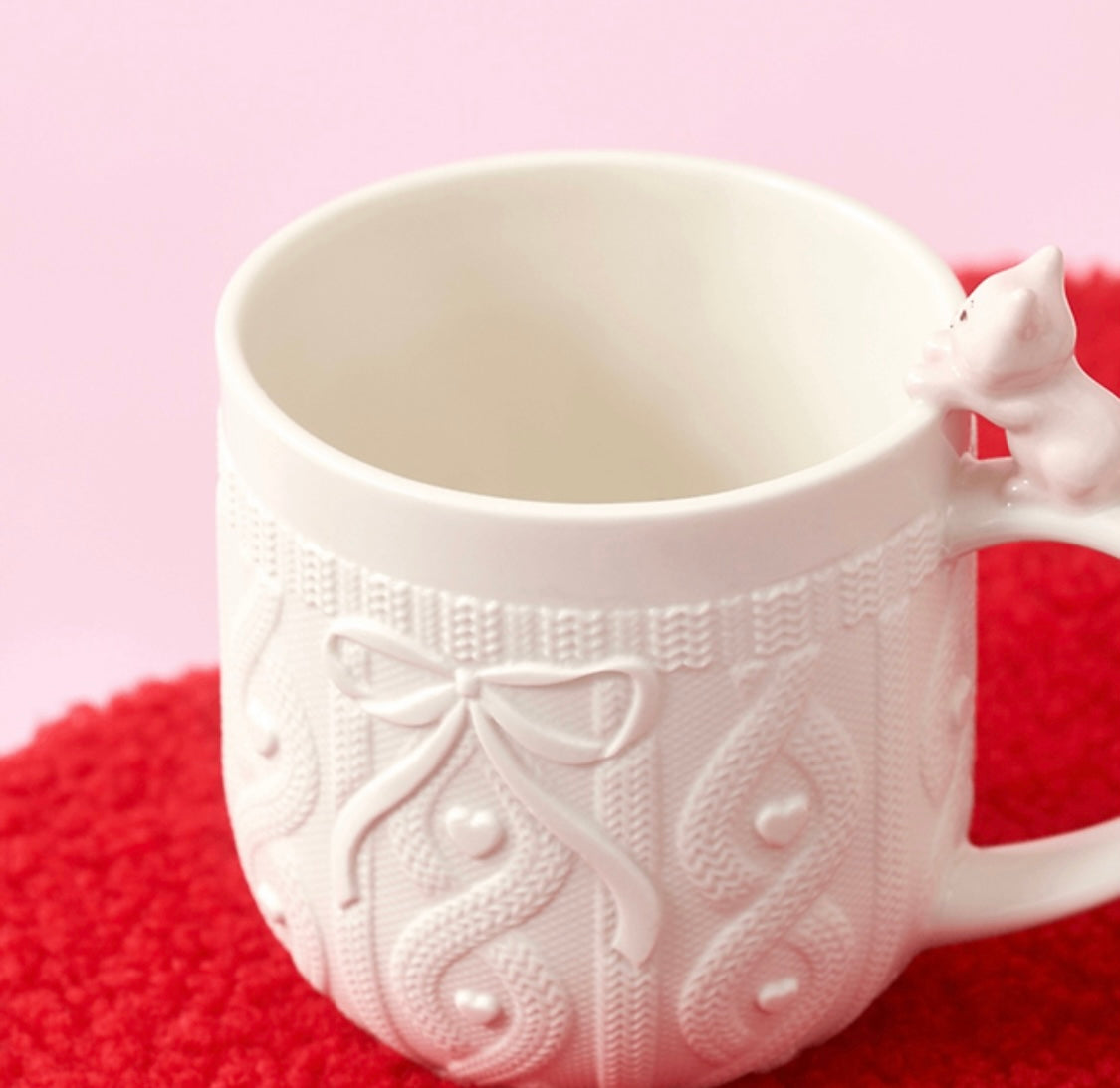 China Valentine Cat Knit Texture Ceramic Mug
355ml / 12oz