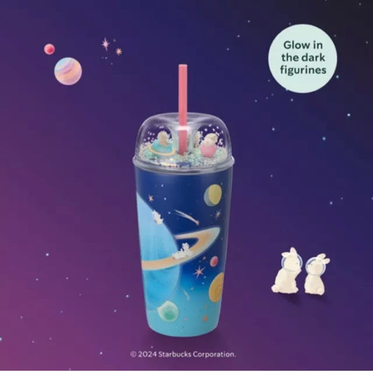 Vaso Domo de Acero Inoxidable Starbucks Astro Bunny Hopping Cold Cup de 16oz: Brilla en la Oscuridad