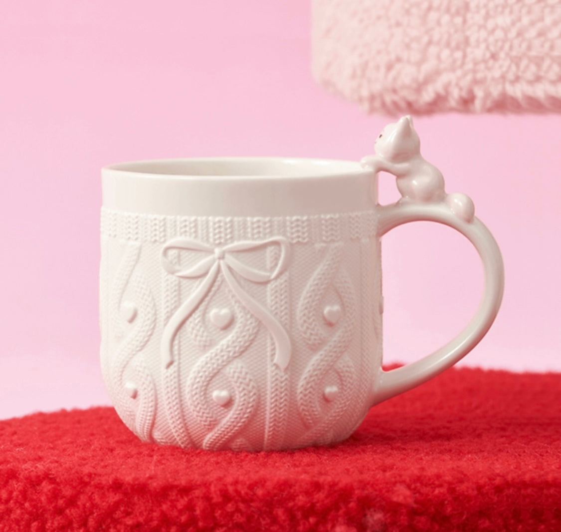 China Valentine Cat Knit Texture Ceramic Mug
355ml / 12oz