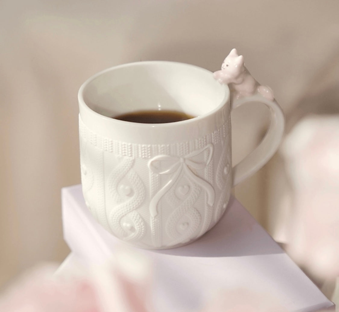 China Valentine Cat Knit Texture Ceramic Mug
355ml / 12oz