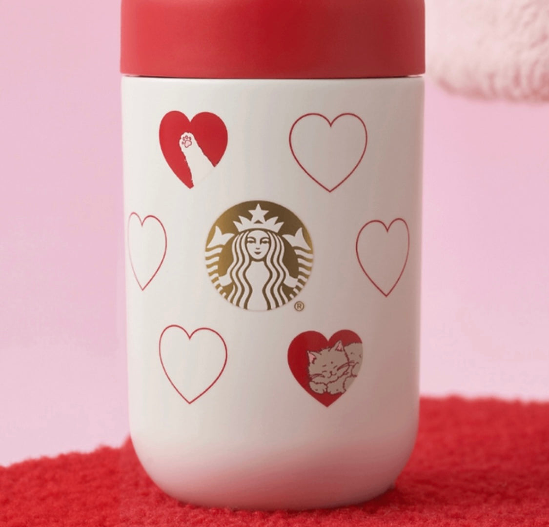 China Valentine Cats and Hearts Stainless Steel Tumbler with Bag
350ml / 12oz