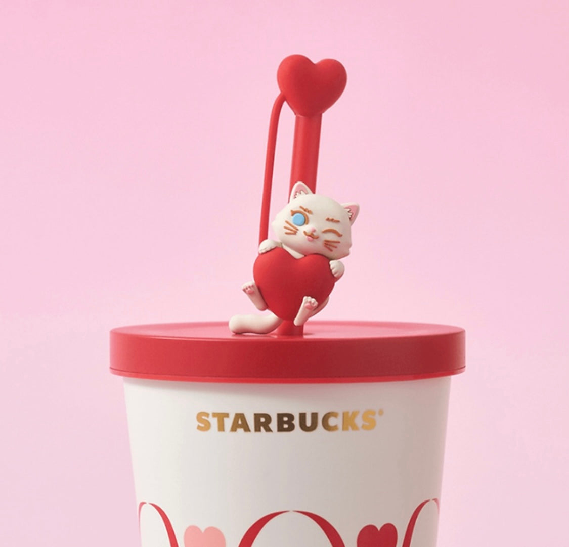 China Valentine Cat and Hearts Stainless Steel Straw Cup
550ml