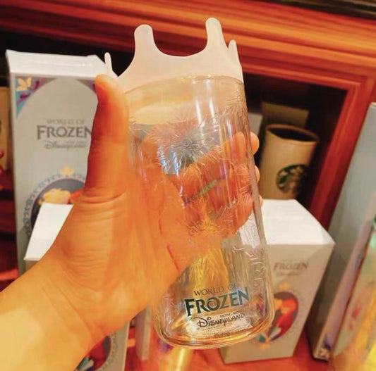 Hongkong Disneyland Starbucks x Disney Frozen Glass Cup with Crown Lid