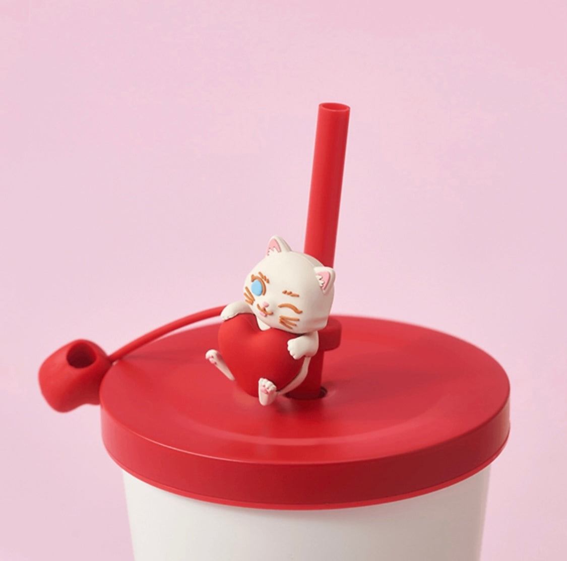 China Valentine Cat and Hearts Stainless Steel Straw Cup
550ml