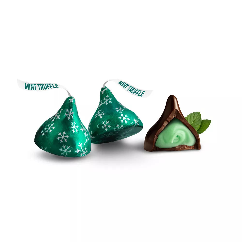 Caramelos de chocolate negro con sabor a trufa y menta navideña HERSHEY'S Kisses - 9 oz US Goods