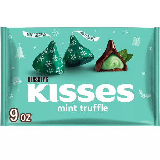 Caramelos de chocolate negro con sabor a trufa y menta navideña HERSHEY'S Kisses - 9 oz US Goods