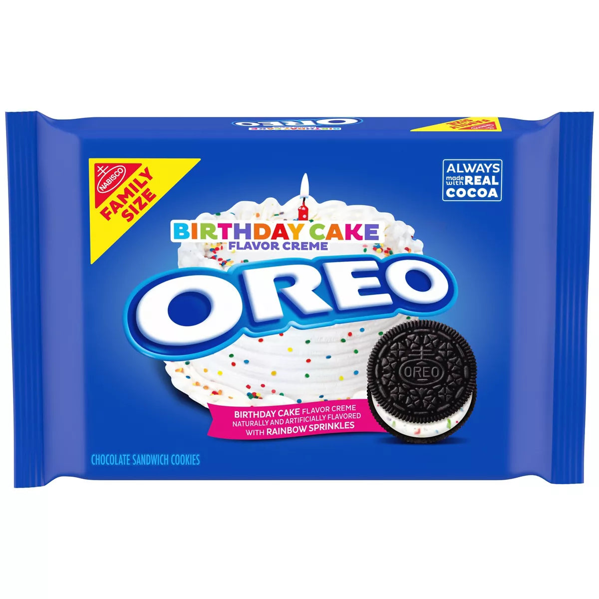 Galletas de chocolate OREO con sabor a pastel de cumpleaños, tamaño familiar - 17 oz US GOODS
