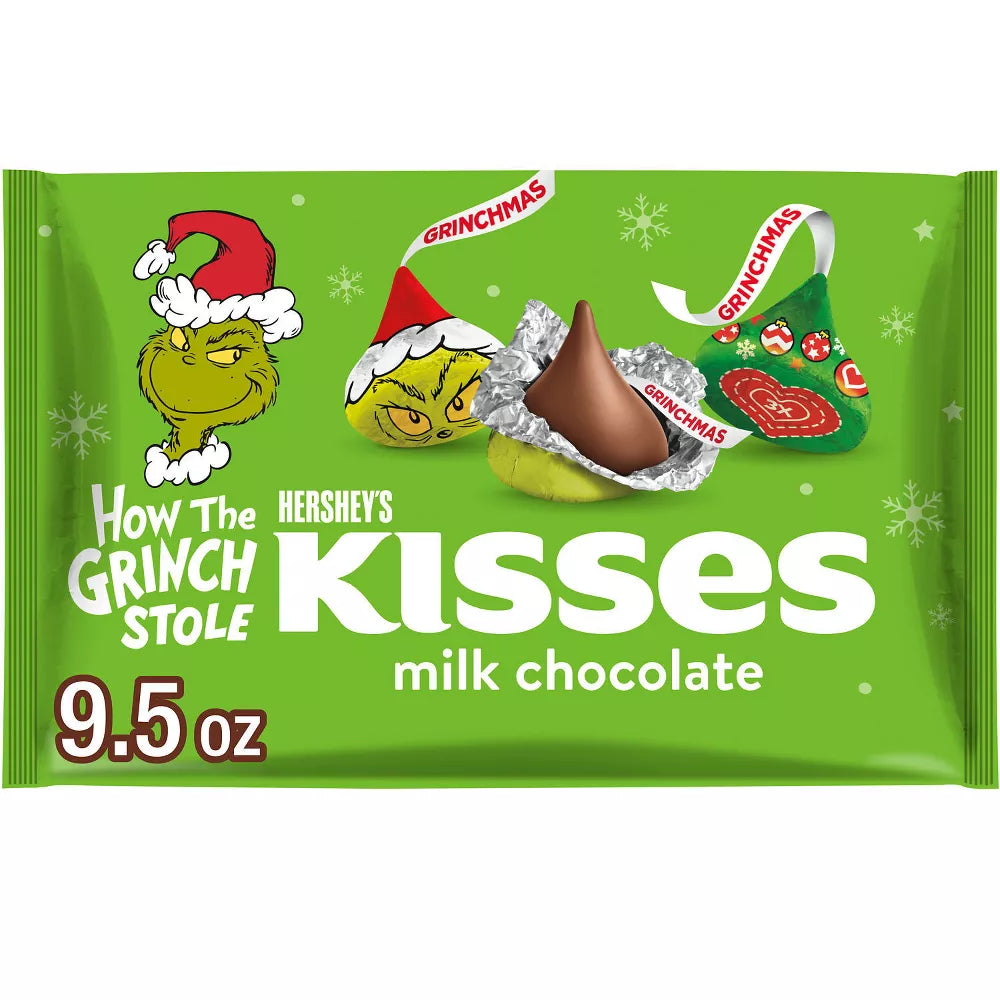 HERSHEY'S Kisses Christmas Grinch Milk Chocolate Candy - 9.5oz US Goods
