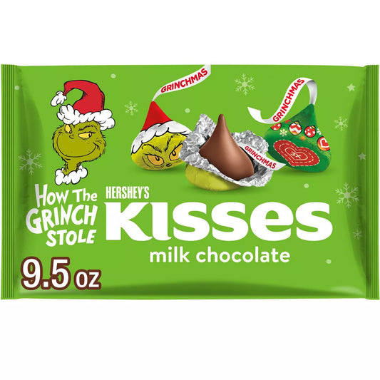 HERSHEY'S Kisses Christmas Grinch Milk Chocolate Candy - 9.5oz US Goods