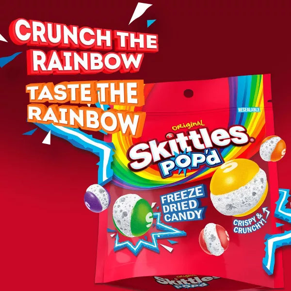 Bolsa Resellable de SKITTLES POP'd Originals Freeze Dried Candy - 5.5oz