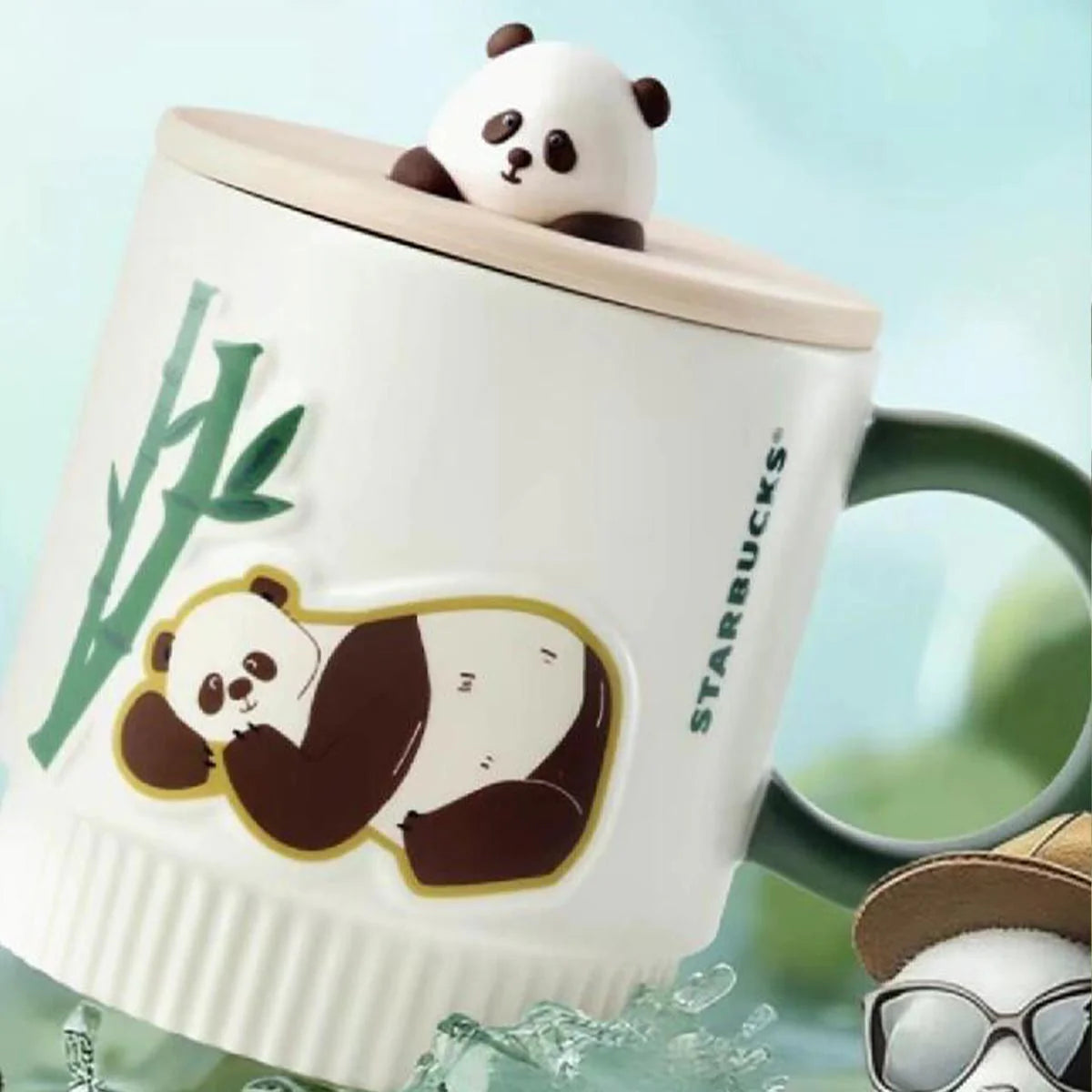 Taza con tapa Starbucks China Traveling Panda series 395ml