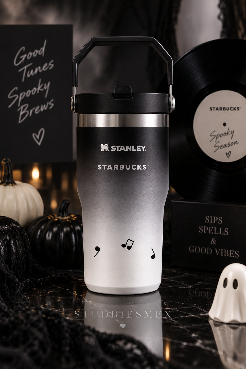 Starbucks x Stanley 2026 | Halloween Note Black Stainless Steel Tumbler 20 oz 🖤🎶