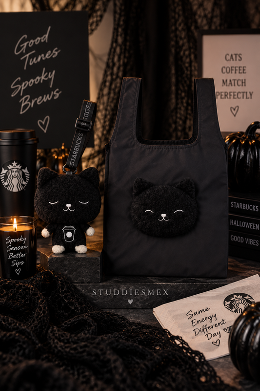 Starbucks Taiwán Halloween 2026 | Bolsa Organizadora Gato Negro con Llavero