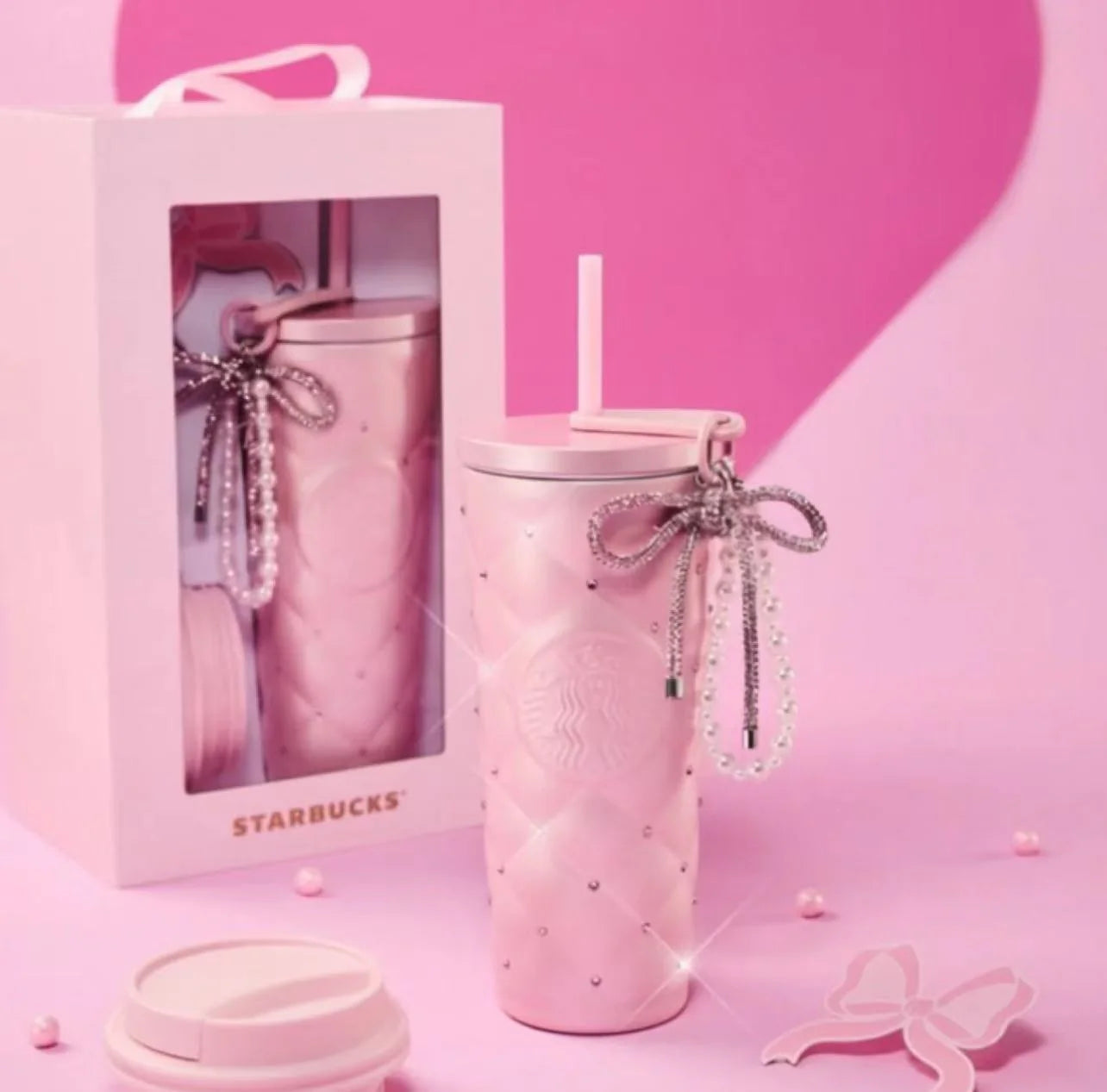 Vaso de Acero Inoxidable rosa Starbucks China 2026 Pupu Duck Valentine's Day series