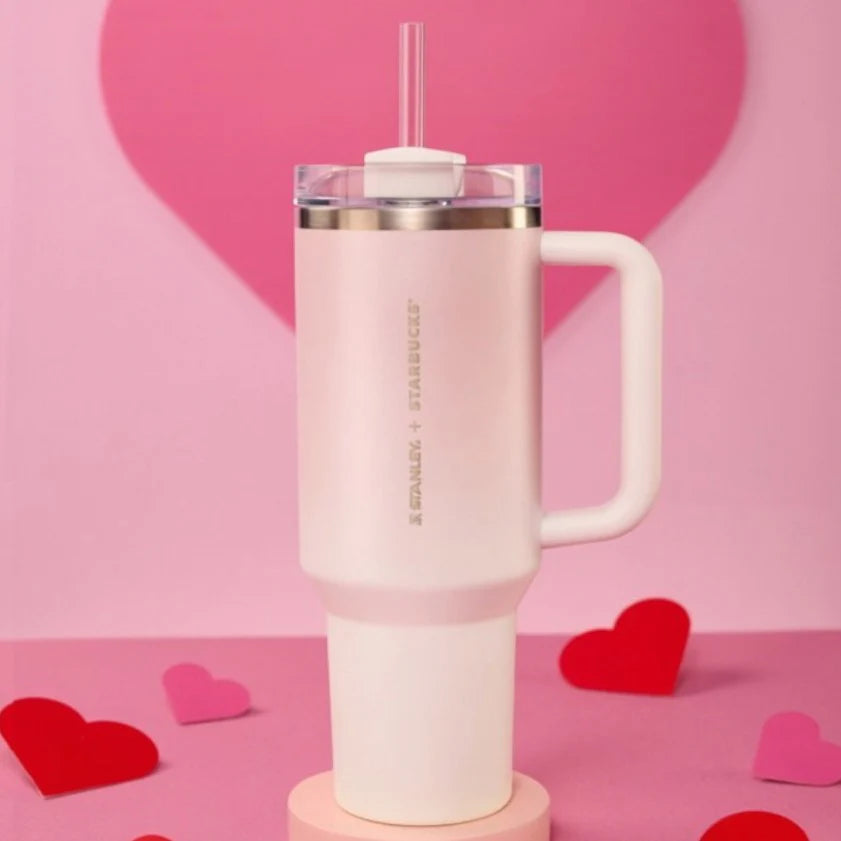 Stanley Rosa de Acero Inoxidable Starbucks China 2026 Pupu Duck Valentine's Day series 1183ml 40oz