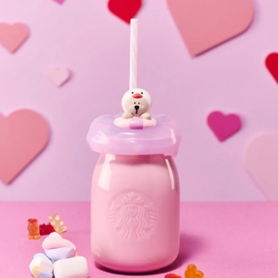 Vaso en forma de botella Starbucks China 2026 Pupu Duck Valentine's Day series 355ml 12.49oz
